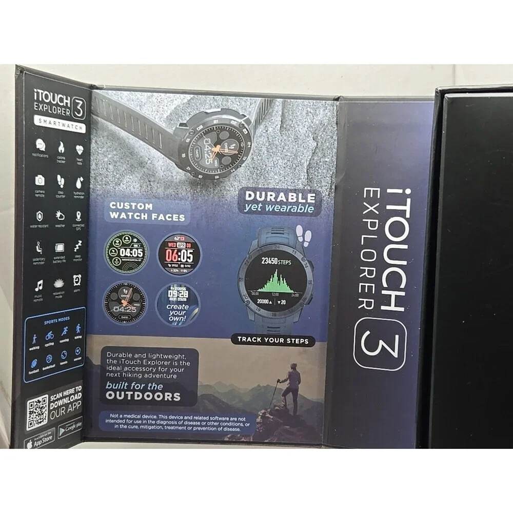 ITouch Explorer 3 Smartwatch Fitness Tracker Heart Rate Step Counter Open Box